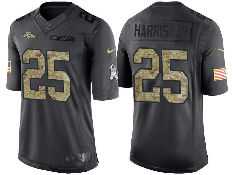 Nike Denver Broncos #25 Chris Harris Jr Men's Stitched Black NFL Salute to Service Limited Jerseys
