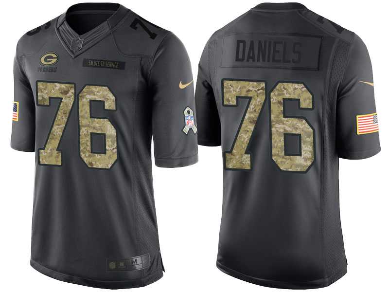 Nike Green Bay Packers #76 Mike Daniels Men's Stitched Black NFL Salute to Service Limited Jerseys