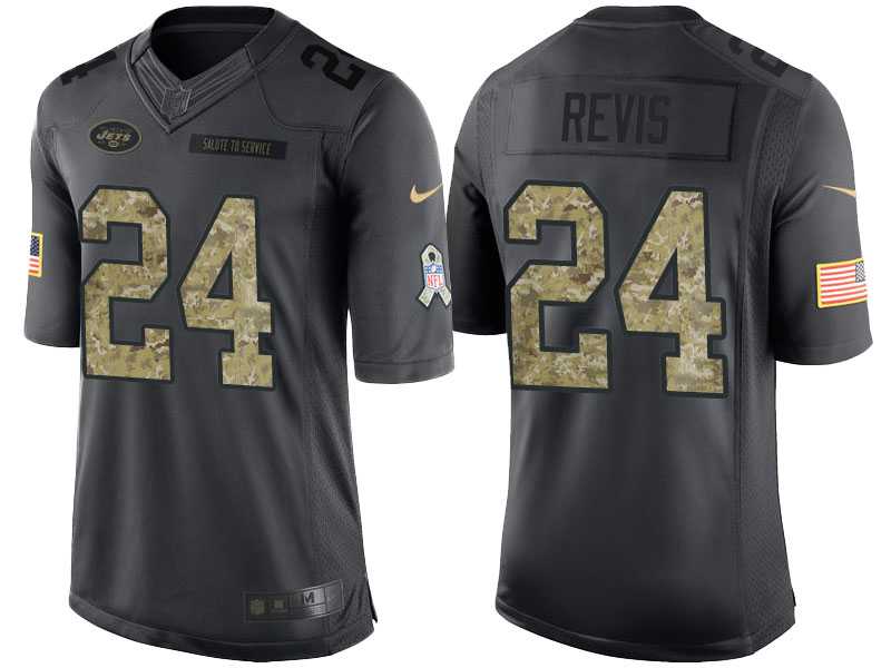 Nike New York Jets #24 Darrelle Revis Men's Stitched Black NFL Salute to Service Limited Jerseys
