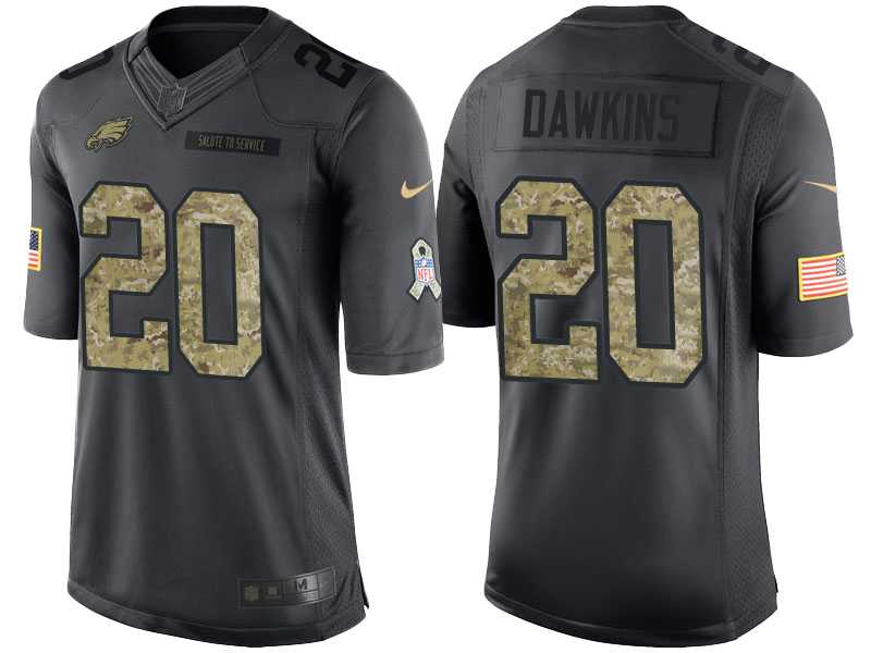 Nike Philadelphia Eagles #20 Brian Dawkins Men's Stitched Black NFL Salute to Service Limited Jerseys