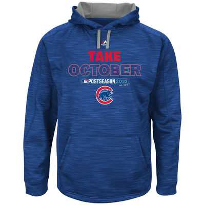 Men's Chicago Cubs Royal 2015 Playoff On Field Take October Streak Fleece Hoodie