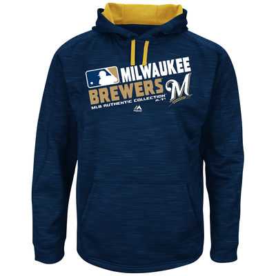 Men's Milwaukee Brewers Authentic Collection Navy Team Choice Streak Hoodie