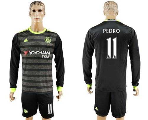 Chelsea #11 Pedro Sec Away Long Sleeves Soccer Club Jersey