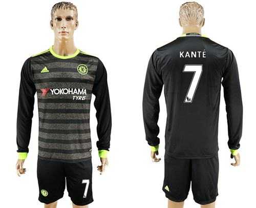 Chelsea #7 Kante Sec Away Long Sleeves Soccer Club Jersey