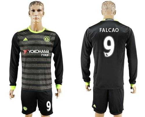 Chelsea #9 Falcao Sec Away Long Sleeves Soccer Club Jersey