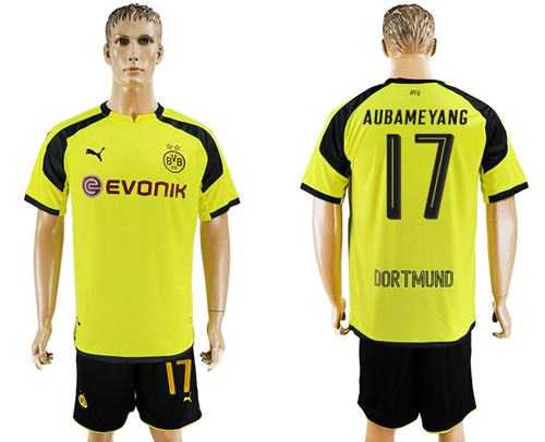Dortmund #17 Aubameyang European Away Soccer Club Jersey