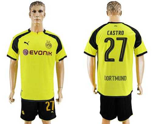 Dortmund #27 Castro European Away Soccer Club Jersey