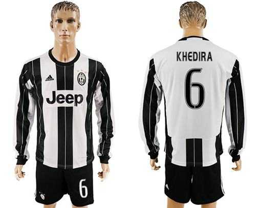 Juventus #6 Khedira Home Long Sleeves Soccer Club Jersey