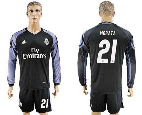 Real Madrid #21 Morata Sec Away Long Sleeves Soccer Club Jersey