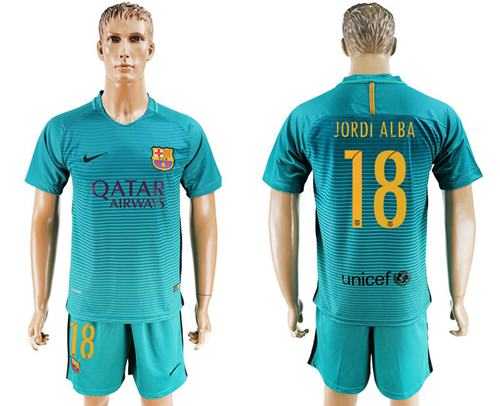 Barcelona #18 Jordi Alba Sec Away Soccer Club Jersey