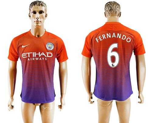 Manchester City #6 Fernando Sec Away Soccer Club Jersey