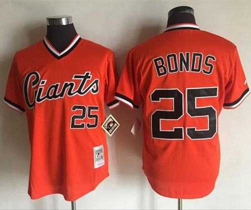 Mitchell And Ness San Francisco Giants #25 Barry Bonds Orange Throwback Stitched Baseball jerseys