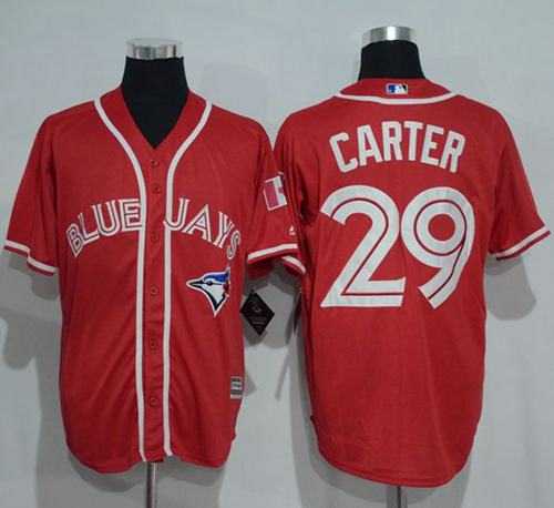 Men''s Toronto Blue Jays #29 Joe Carter Red New Cool Base Canada Day Stitched Baseball Jersey