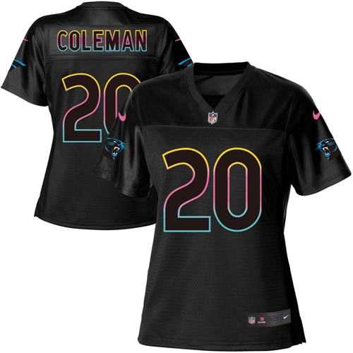 Women's Nike Carolina Panthers #20 Kurt Coleman Black NFL Fashion Game Jersey