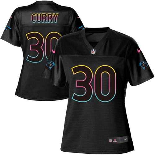 Women's Nike Carolina Panthers #30 Stephen Curry Black NFL Fashion Game Jersey