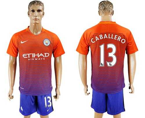 Manchester City #13 Caballero Sec Away Soccer Club Jersey