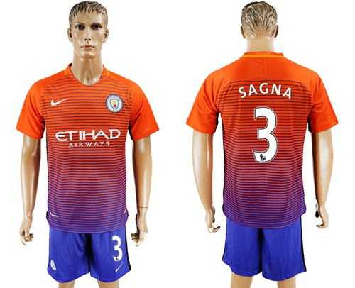 Manchester City #3 Sagna Sec Away Soccer Club Jersey