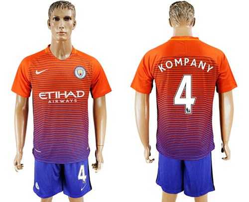 Manchester City #4 Kompany Sec Away Soccer Club Jersey