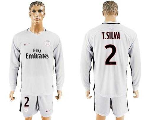 Paris Saint-Germain #2 T.Silva Sec Away Long Sleeves Soccer Club Jersey