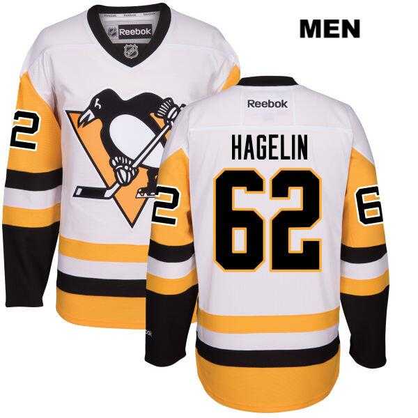 Men's Pittsburgh Penguins #62 Carl Hagelin Reebok White Away Premier Player Jersey