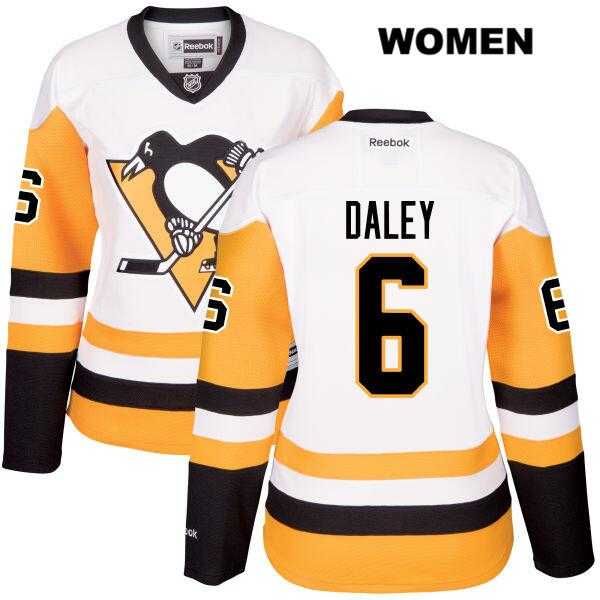 Women's Pittsburgh Penguins #6 Trevor Daley Reebok White Away Premier Player Jersey