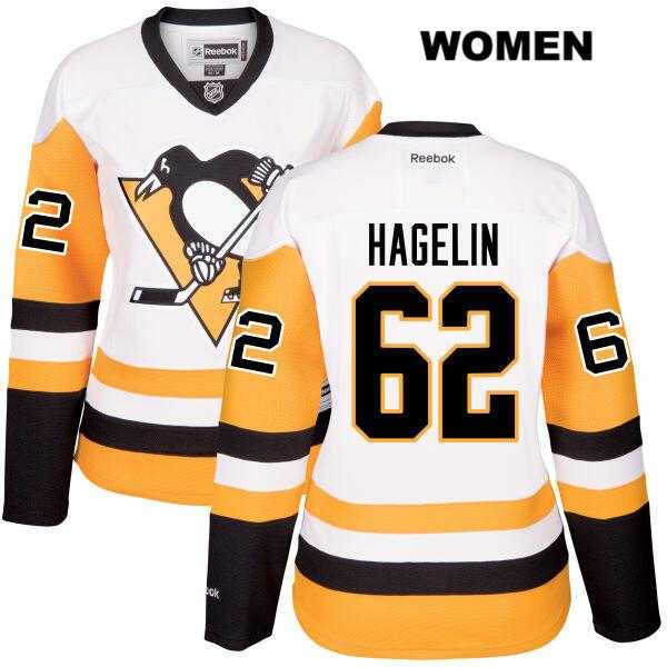 Women's Pittsburgh Penguins #62 Carl Hagelin Reebok White Away Premier Player Jersey