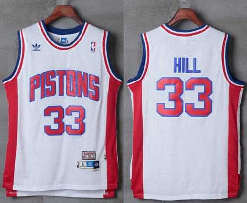 Detroit Pistons #33 Grant Hill White Hardwood Classics Stitched NBA Jersey