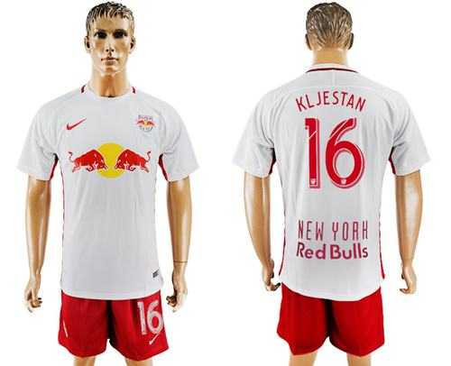 Red Bull #16 Kljestan White Home Soccer Club Jersey