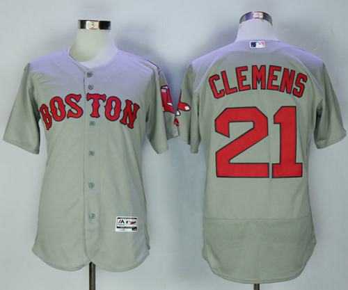 Boston Red Sox #21 Roger Clemens Grey Flexbase Authentic Collection Stitched Baseball Jersey