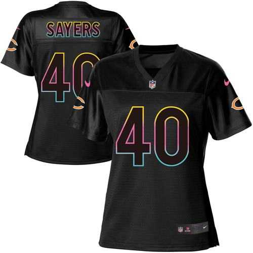 Women's Nike Chicago Bears #40 Gale Sayers Black NFL Fashion Game Jersey