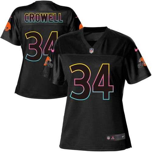 Women's Nike Cleveland Browns #34 Isaiah Crowell Black NFL Fashion Game Jersey