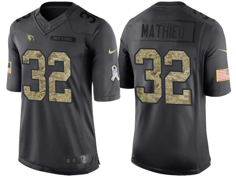 Nike Arizona Cardinals #32 Tyrann Mathieu Men's Stitched Anthracite NFL Salute to Service Limited Jerseys