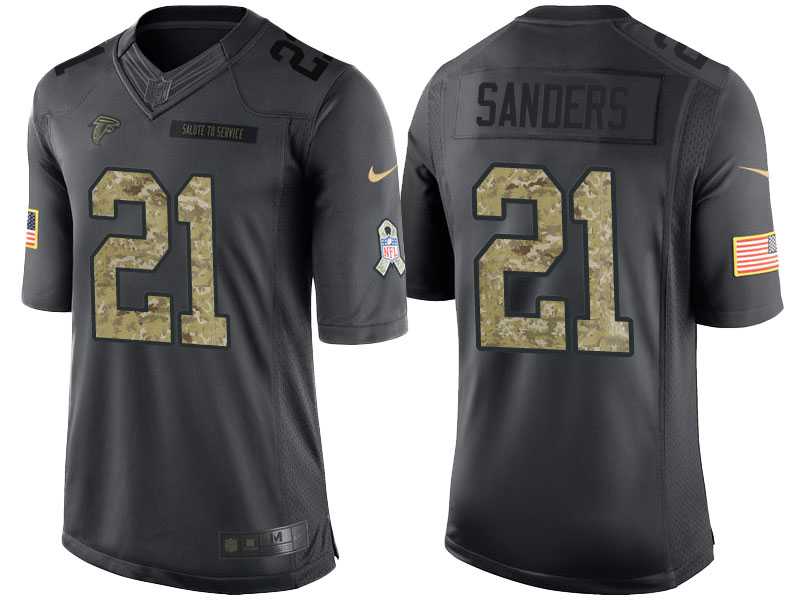Nike Atlanta Falcons #21 Deion Sanders Men's Stitched Anthracite NFL Salute to Service Limited Jerseys