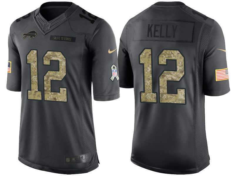 Nike Buffalo Bills #12 Jim Kelly Men's Stitched Anthracite NFL Salute to Service Limited Jerseys