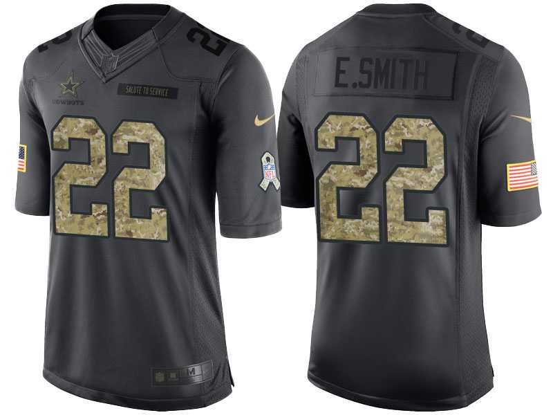 Nike Dallas Cowboys #22 Emmitt Smith Men's Stitched Anthracite NFL Salute to Service Limited Jerseys