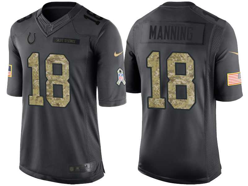 Nike Indianapolis Colts #18 Peyton Manning Men's Stitched Anthracite NFL Salute to Service Limited Jerseys