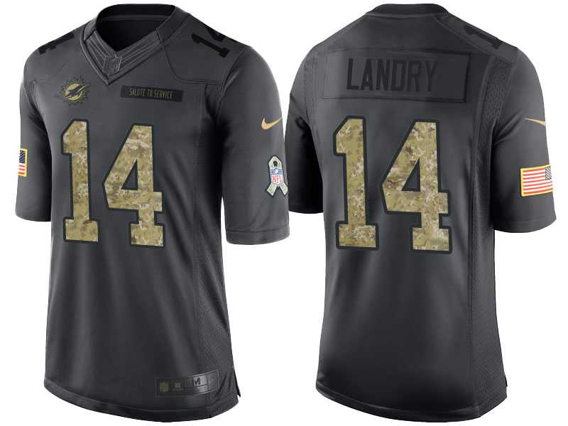 Nike Miami Dolphins #14 Jarvis Landry Men's Stitched Anthracite NFL Salute to Service Limited Jerseys