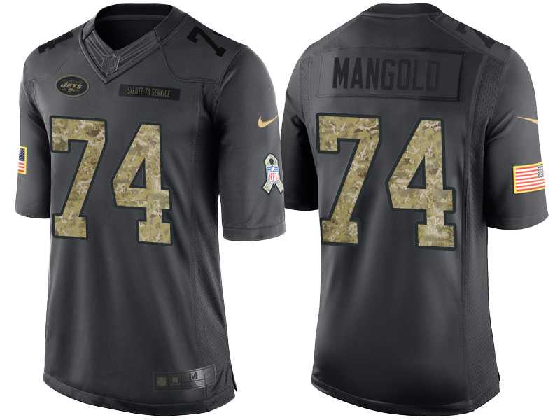 Nike New York Jets #74 Nick Mangold Men's Stitched Anthracite NFL Salute to Service Limited Jerseys