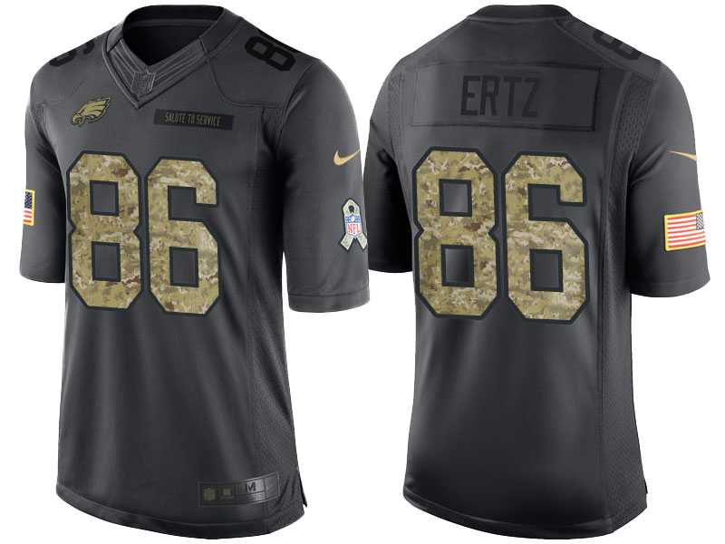 Nike Philadelphia Eagles #86 Zach Ertz Men's Anthracite Black NFL Salute to Service Limited Jerseys