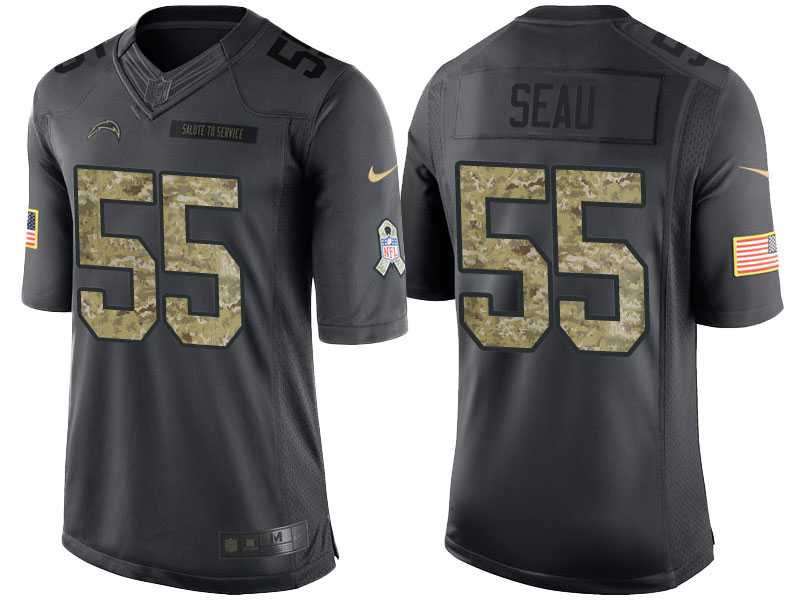 Nike San Diego Chargers #55 Junior Seau Men's Stitched Anthracite NFL Salute to Service Limited Jerseys