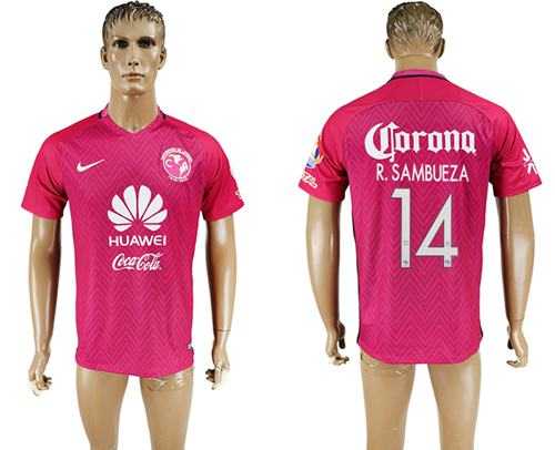 America #14 R.Sambueza Pink Soccer Club Jersey