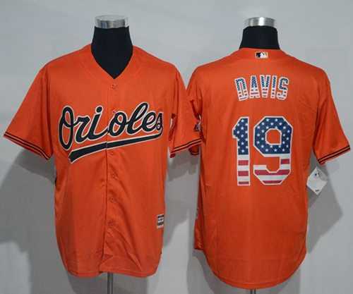 Baltimore Orioles #19 Chris Davis Orange USA Flag Fashion Stitched Baseball Jersey