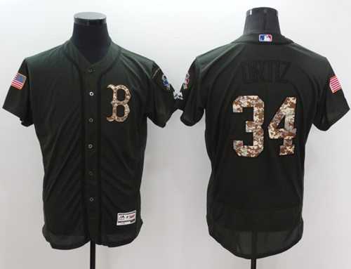Boston Red Sox #34 David Ortiz Green Flexbase Authentic Collection Salute to Service Stitched Baseball Jersey