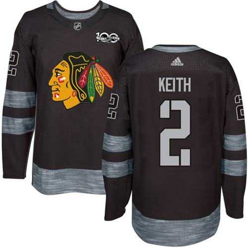 Chicago Blackhawks #2 Duncan Keith Black 1917-2017 100th Anniversary Stitched NHL Jersey