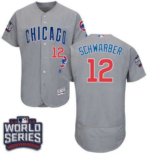 Chicago Cubs #12 Kyle Schwarber Grey Flexbase Authentic Collection Road 2016 World Series Bound Stitched Baseball Jersey