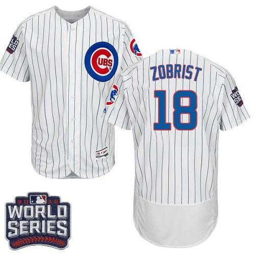 Chicago Cubs #18 Ben Zobrist White Flexbase Authentic Collection 2016 World Series Bound Stitched Baseball Jersey