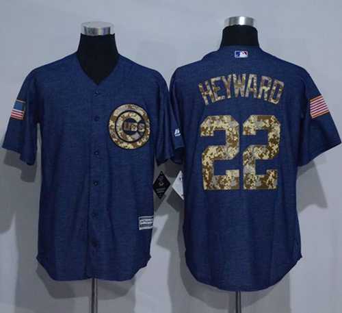 Chicago Cubs #22 Jason Heyward Denim Blue Salute to Service Stitched Baseball Jersey
