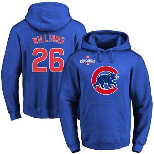 Chicago Cubs #26 Billy Williams Blue 2016 World Series Champions Primary Logo Pullover Baseball Hoodie