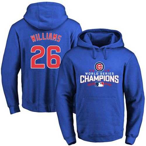 Chicago Cubs #26 Billy Williams Blue 2016 World Series Champions Pullover Baseball Hoodie