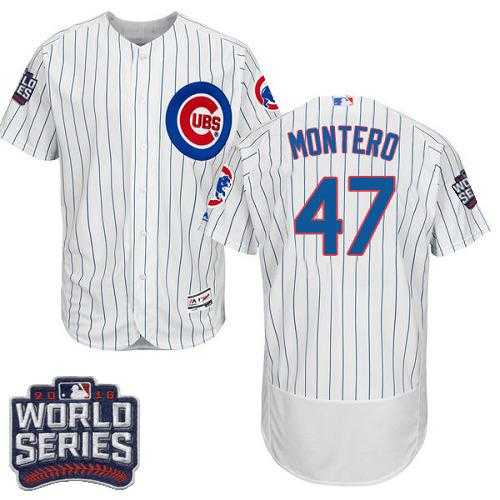 Chicago Cubs #47 Miguel Montero White Flexbase Authentic Collection 2016 World Series Bound Stitched Baseball Jersey